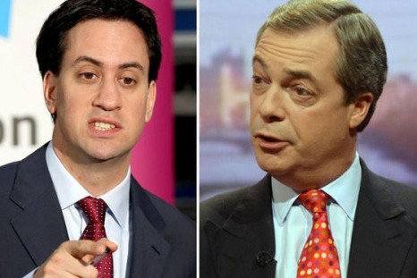 Ed Miliband, left, and Nigel Farage