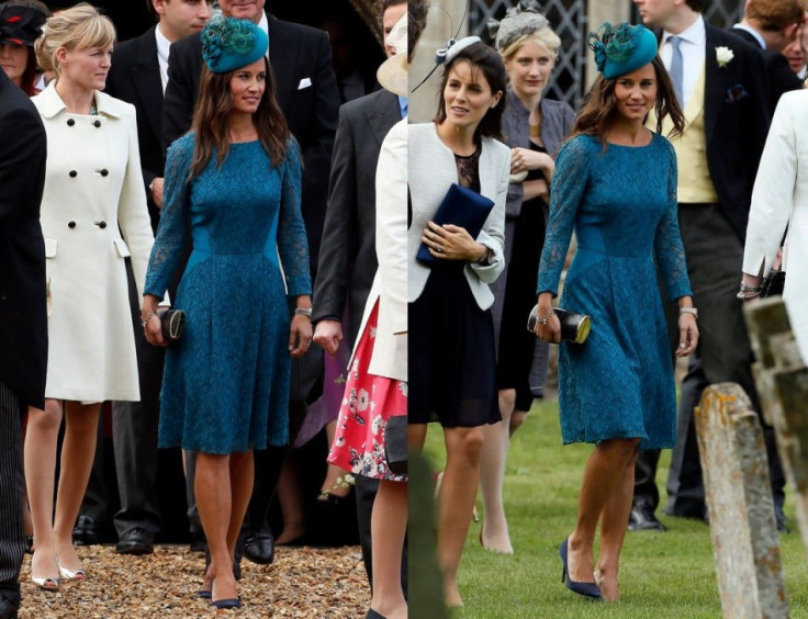 Pippa Middleton chats with guests at the wedding. (Reuters)