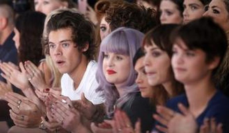 Harry Styles of the band One Direction (L), actress Kelly Osbourne (2nd L), model Leigh Lazark (C), television presenter Alexa Chung (2nd R) and model Pixie Geldof. (Reuters)