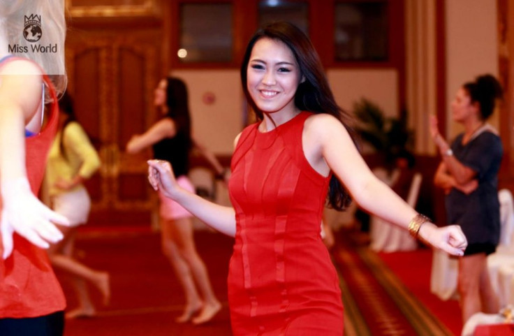 Miss World 2013 Indonesia, Vania Larissa, rehearses during final round of Talent Competition. She is one of the finalists of talent contest. (Miss World Organisation)
