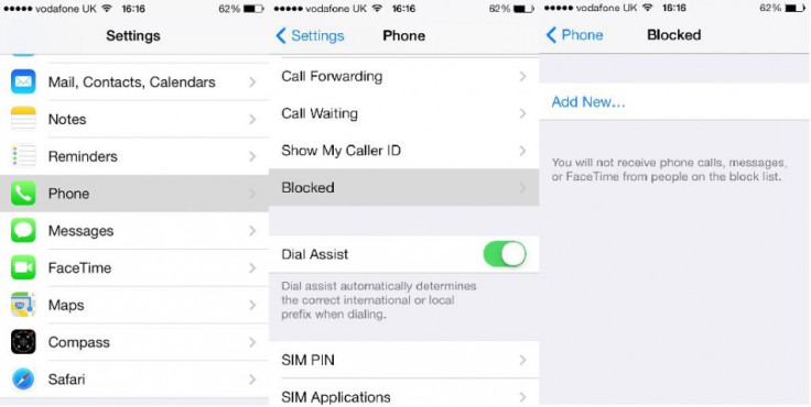 iOS 7 call blocking