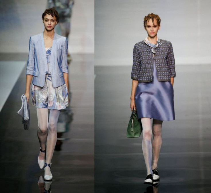 Armani Spring/Summer 2014 collection was themed on water lilies and featured flower prints and silky jackets. (REUTERS)