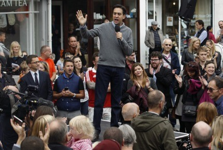 Miliband addressing voters in Brighton