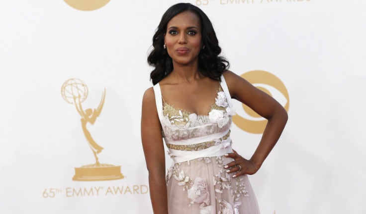 Actress Kerry Washington from ABC's series Scandal arrives at the 65th Primetime Emmy Awards in Los Angeles September 22, 2013. Washington wore a dress from from the Marchesa runway show. (Photo: REUTERS/Mario Anzuoni)