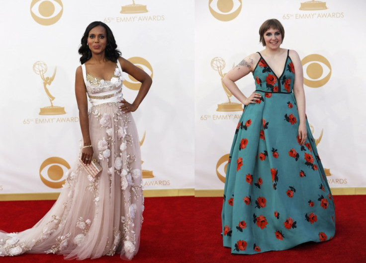 Scandal actress Kerry Washington (L) and Lena Dunham from HBO's series Girls opted for floral patterns. (Photo: Reuters)