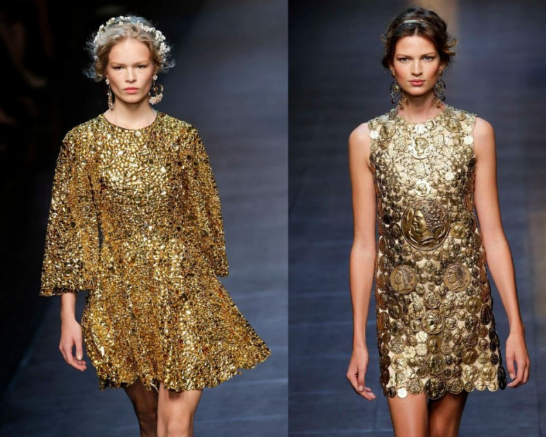 Metallic golden ruled the runway show of Dolce