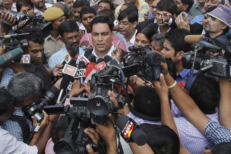 Lawyer AP Singh addresses Press during trial of Delhi bus rapists PIC: Reuters