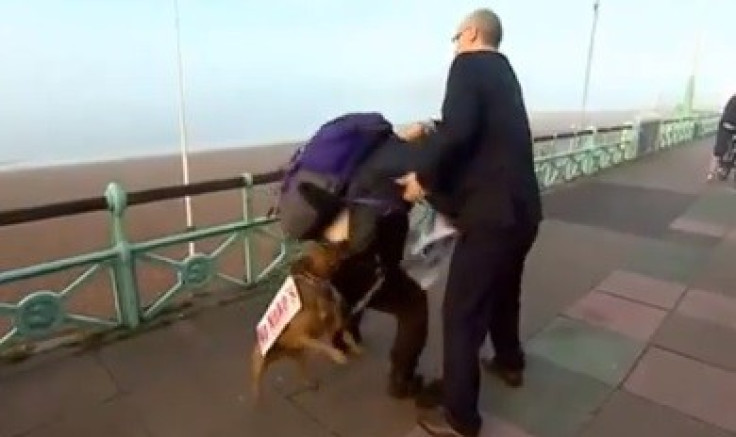 The incident occurred on the Brighton seafront in front of TV cameras