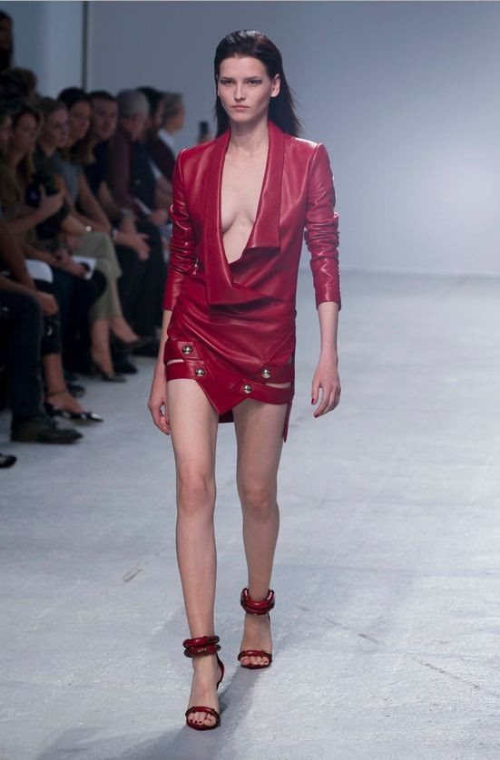 A model presents a creation by designer Anthony Vaccarello. (Photo: Reuters) A model presents a creation by designer Anthony Vaccarello. (Photo: Reuters)