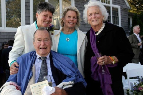George Bush Snr at wedding of Bonnie Clement and Helen Thorgalsen, with wife barbara PIC: Facebook