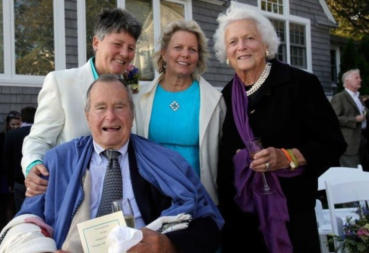 George Bush Snr at wedding of Bonnie Clement and Helen Thorgalsen, with wife barbara PIC: Facebook