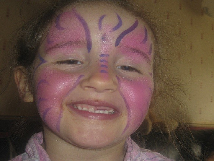 Murdered April Jones wearing face paint in her favourite colour, pink