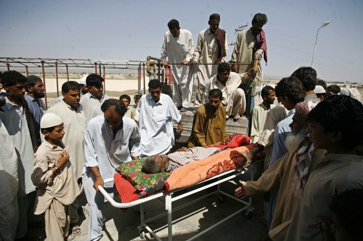 Survivors of the earthquake are taken to hospital in Awaran, southwestern Pakistani province of Baluchistan.