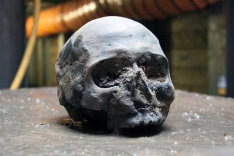 A Roman skull which was found at Liverpool Street ticket hall during Crossrail project's excavation. (Photo: ©Crossrail Ltd 2013)