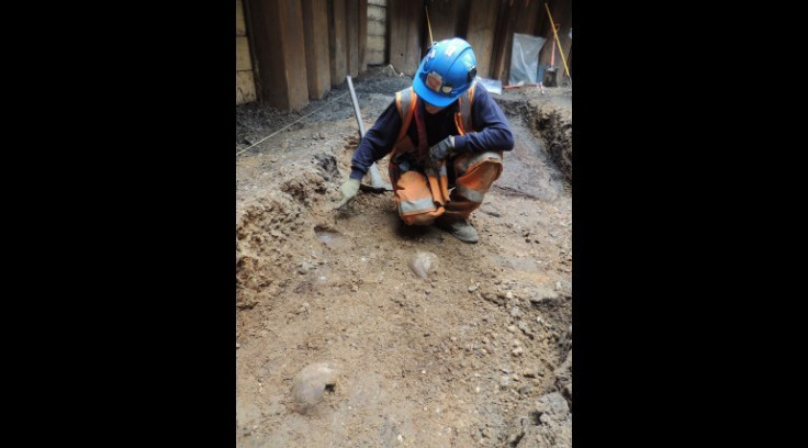 The ground where skulls were found in a cluster. (Photo: ©Crossrail Ltd 2013)