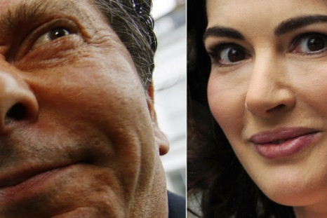 Charles Saatchi (l) and former wife Nigella Lawson