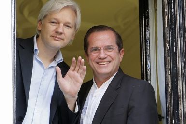 Julian Assange (L) at the Ecuador Embassy with a South American official PIC: Reuters
