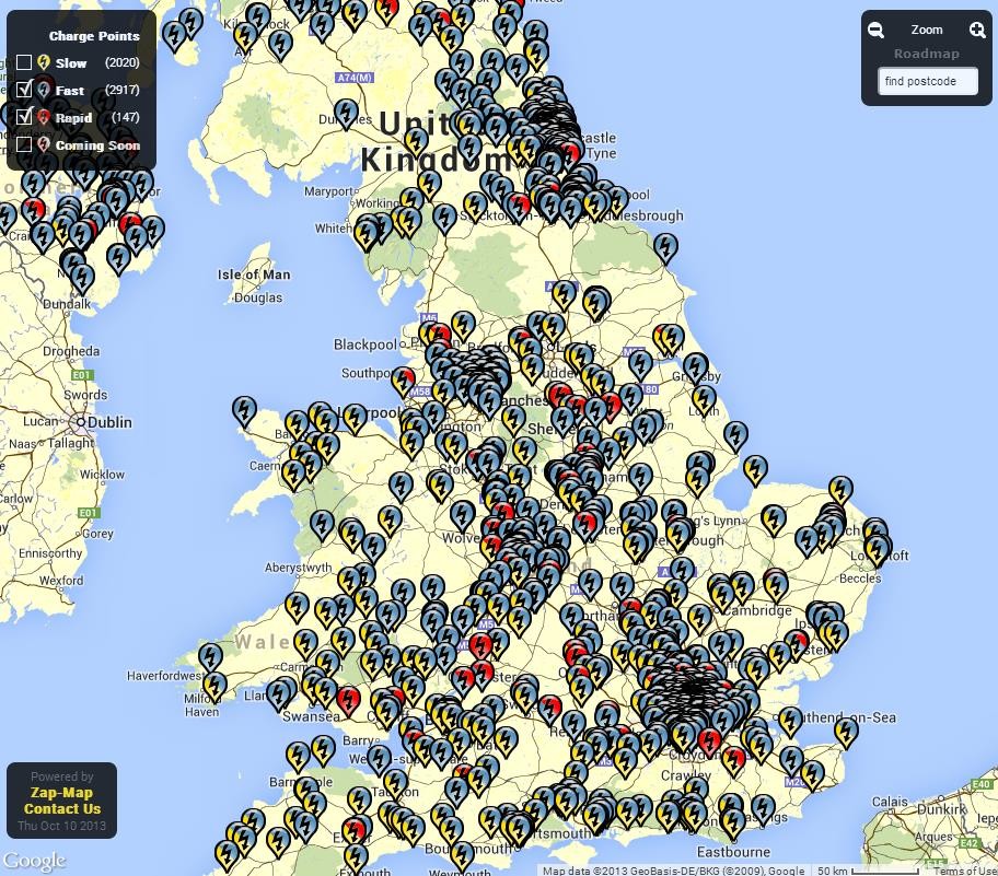 Electric Vehicle Chargers Map