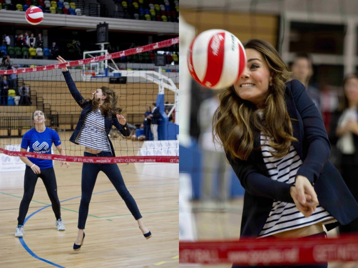 Kate Middleton reunites with her passion for sports as she plays volleyball at the workshop. (Photo: REUTERS)