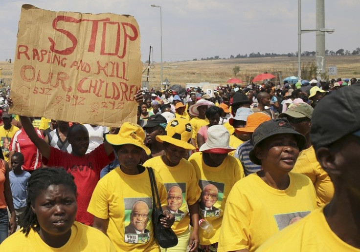 Crowd of protesters outside a local police station in Diepsloot
