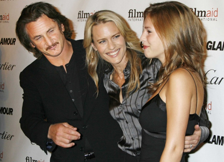 Actor Sean Penn (L), his wife Robin Wright Penn (C) and their daughter Dylan Frances Penn.