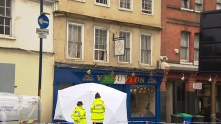 Police at murder scene outside restaurant Vesuvius in Maidstone, where Joele Leotta died PIC: BBC