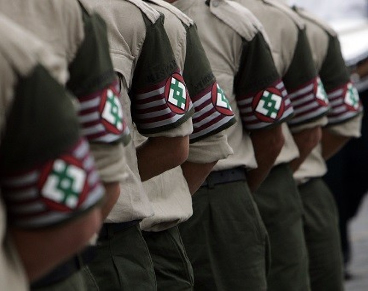 Members of Jobbik attend the inauguration ceremony of the "Hungarian Guard" in Budapest (Reuters)