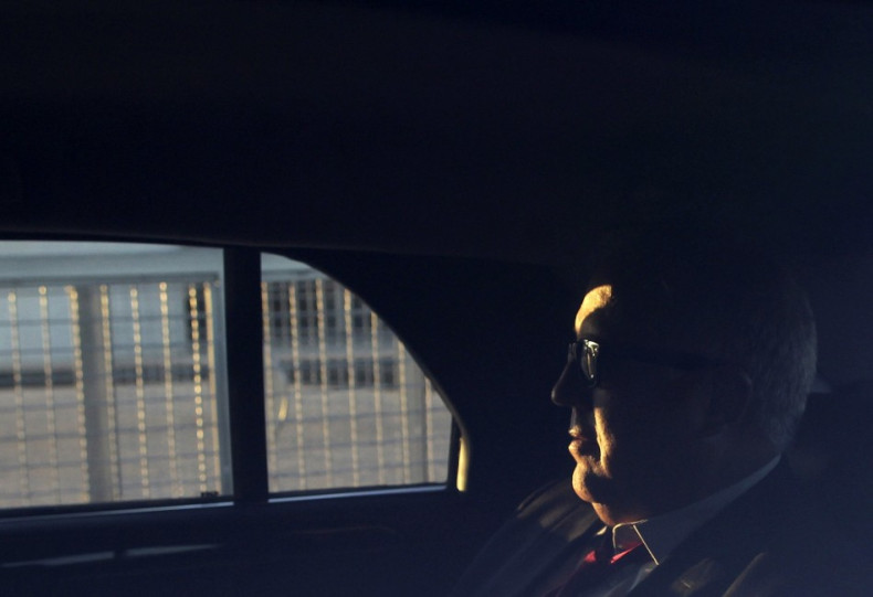 U.S. Ambassador to Brazil Thomas Shannon sits inside a car after a meeting with Jose Elito Carvalho Siqueira, head of the Office of Institutional Security, to discuss over report that citizens' electronic communications have been under surveillance by U.S