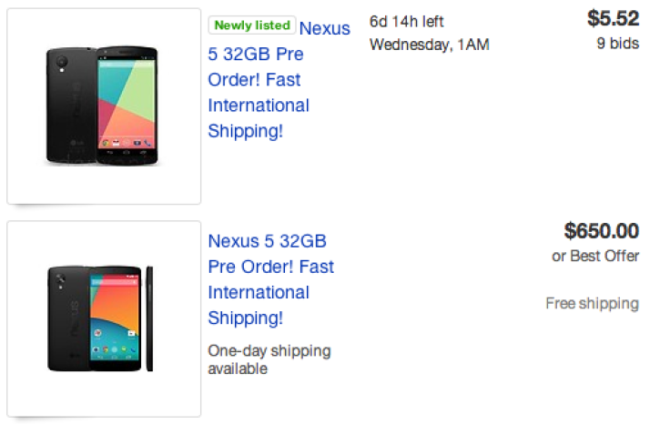 Nexus 5 Release Imminent: Pre-Order Price Spotted on eBay