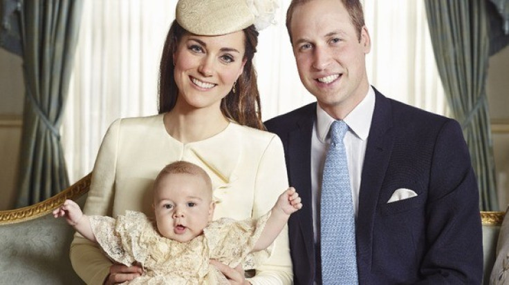 Kate Middleton and Prince William with their three-month-old son Prince George (Credit: Jason Bell/CAMERA PRESS)