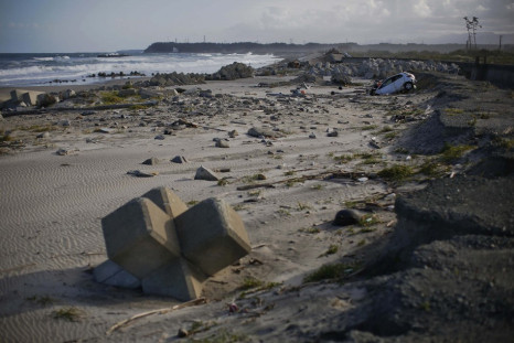 A beach littered with tsunami barriers