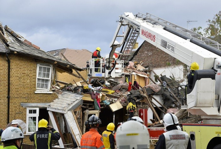 Emergency services work at the scene of a gas explosion at Bath Road in Hounslow, west London (Reuters)