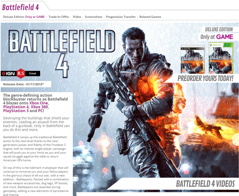Battlefield 4 for PlayStation 4 PLAYSTATION 4(PS4) Action / Adventure Video