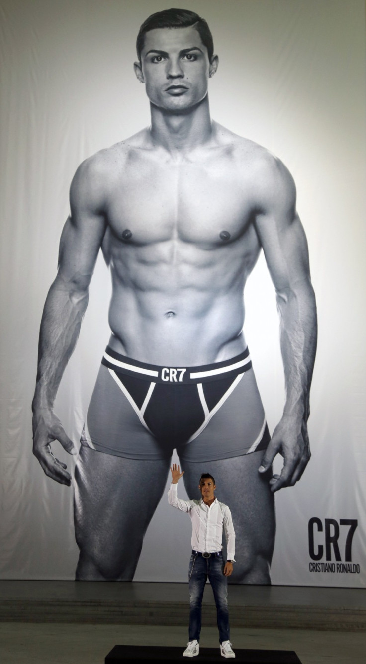 Ronaldo poses during the launching ceremony of his CR7 underwear line