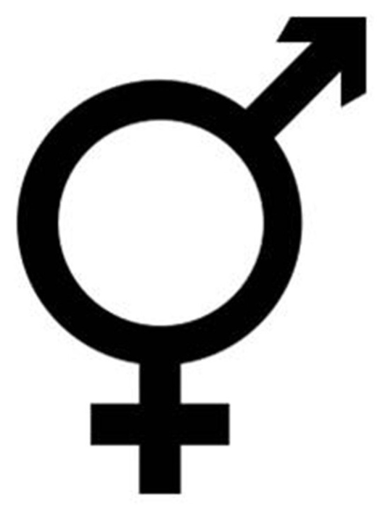 From the female and male symbols. Intersexual or transgender.