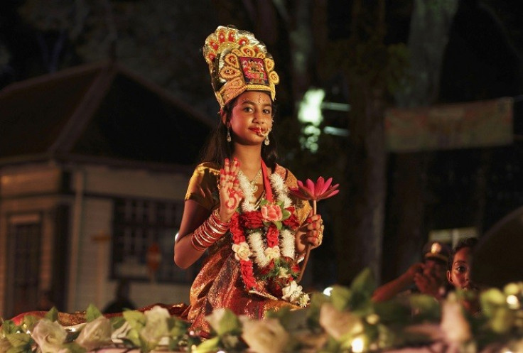 A Surinamese girl dressed as Lakshmi, the Hindu goddess of wealth. (Picture: Reuters)