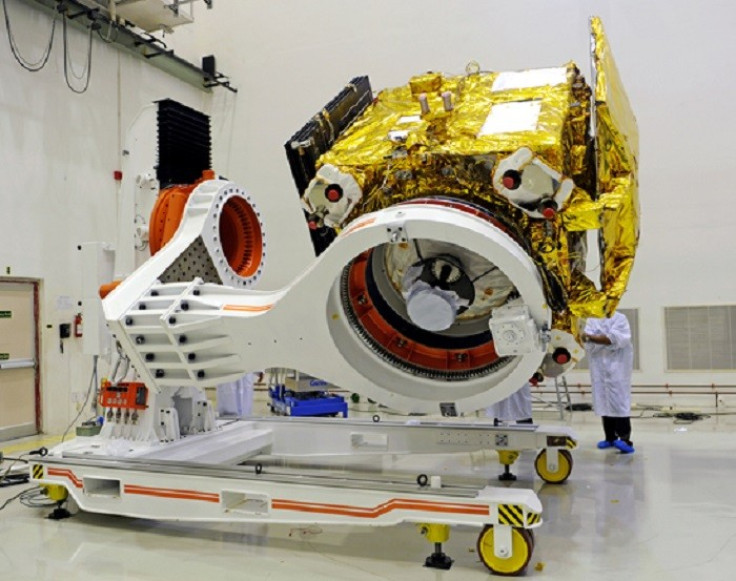 Mars Orbiter Mission Spacecraft attached to the 4th stage of PSLV-C25 and ready for heat shield closure. Picture: The Indian Space Research Organisation
