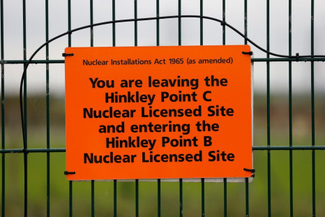 A sign marks the borders of the site where EDF Energy's Hinkley Point C nuclear power station will be constructed in Bridgwater, southwest England