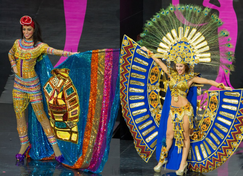 Miss Bolivia (L) and Miss Ecuador. (Photo: Miss Universe Organization L.P., LLLP)