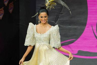 Miss Philippines Ariella Arida in traditional terno dress for National Costumes round. (Miss Universe Organization)