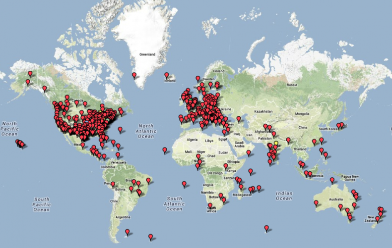 Anonymous Million Mask March Map