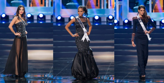 Three contestants opted for black evening gowns. (Photo: Miss Universe L.P., LLLP) Three contestants opted for black evening gowns. (Photo: Miss Universe L.P., LLLP)