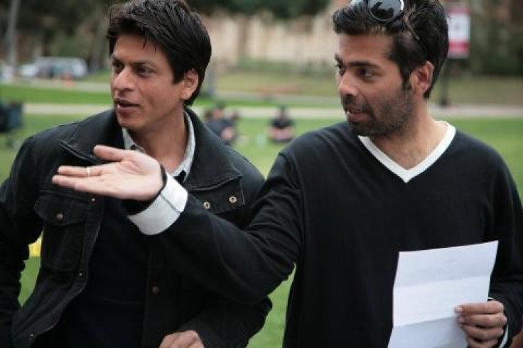 Shahrukh Khan and Karan Johar on a film set