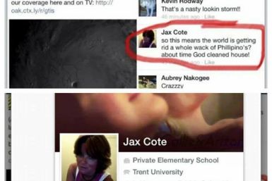 Facebook User Jax Cote Sparks Outrage for Racist Comment Against Filipinos, "About Time God Cleaned House!” (Facebook/hashtag/jaxcote)