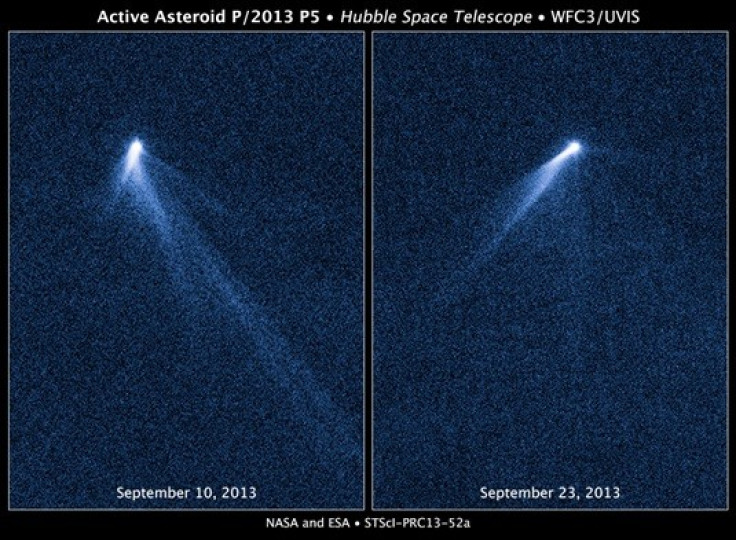 The asteroid, named P/2013 P5, was seen shooting matter from its surface by Hubble.