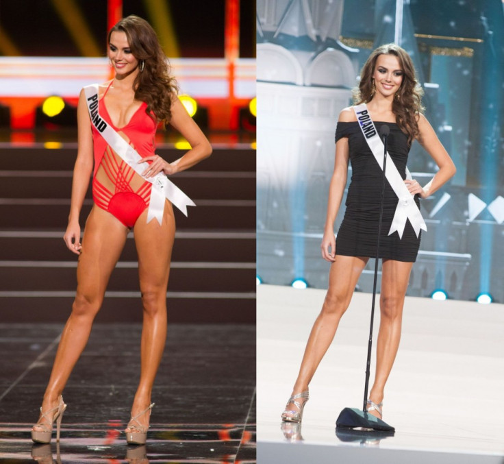 Paulina competes in the swimsuit competition (L) and introduces herself during the Miss Universe 2013 pageant. (Photo: HO/Miss Universe L.P., LLLP)