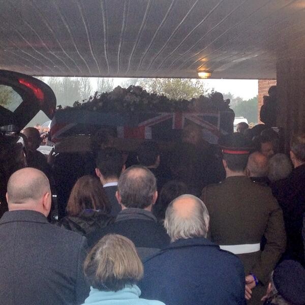 The Dambusters theme was played as Harold Jellicoe Percival's coffin was carried into the chapel (Twitter/Helen Pidd) The Dambusters theme was played as Harold Jellicoe Percival's coffin was carried into the chapel (Twitter/Helen Pidd)