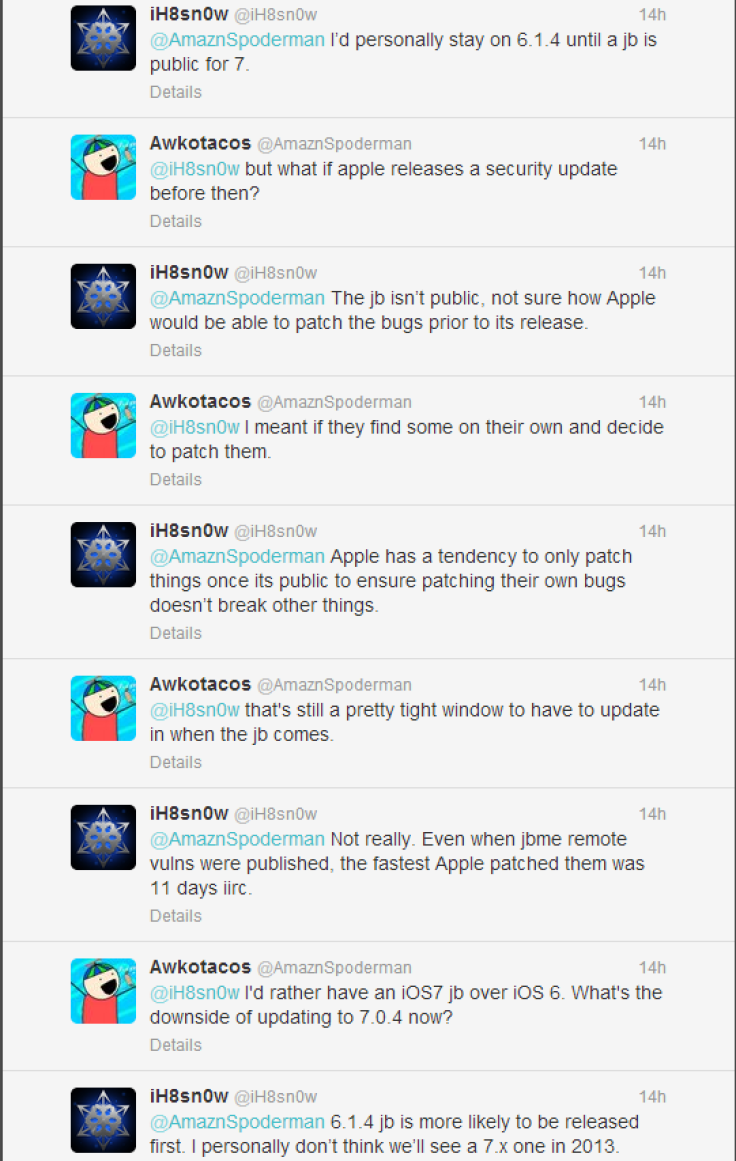 iOS 7 Jailbreak: iH8sn0w and MuscleNerd Confirm iOS 7.0.4 Safe for Future Jailbreaks