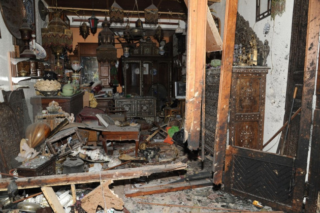 A home in the Bab Touma Christian quarter of Damascus was targeted by a suicide bomber. Four people were killed (Reuters) A home in the Bab Touma Christian quarter of Damascus was targeted by a suicide bomber. Four people were killed (Reuters)
