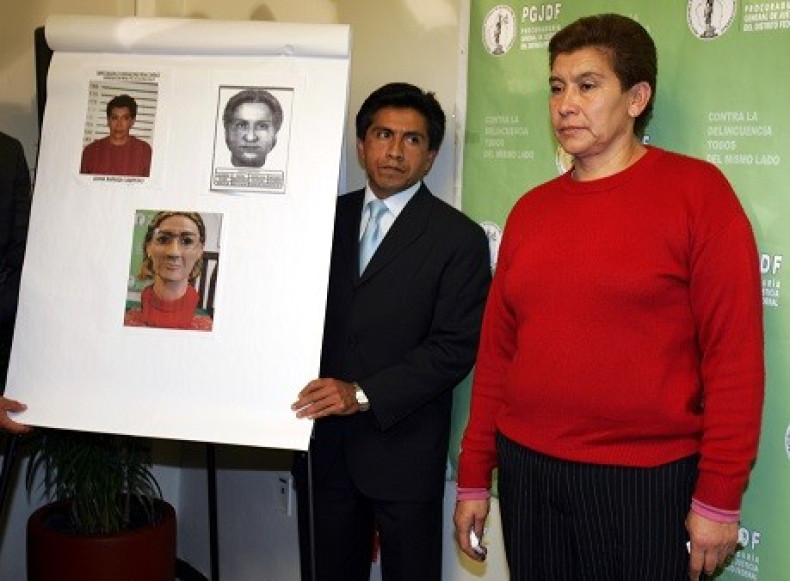 Juana Barraza (R) is presented to the media after she was arrested on suspicion of being a serial murderer